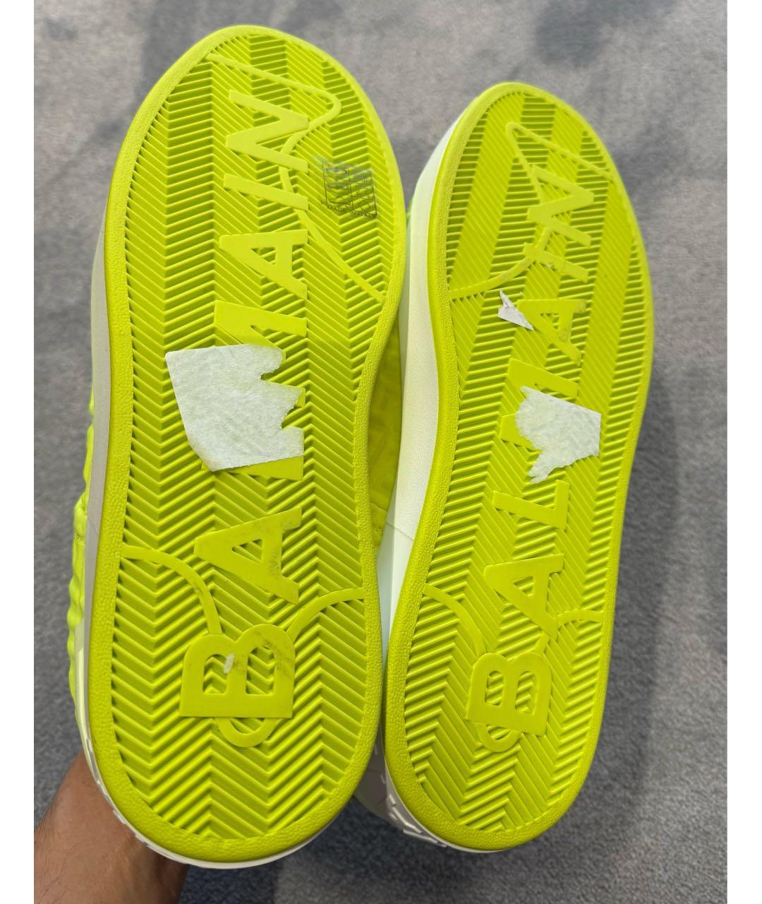 BALMAIN Салатовые кожаные низкие кроссовки / кеды, фото 8