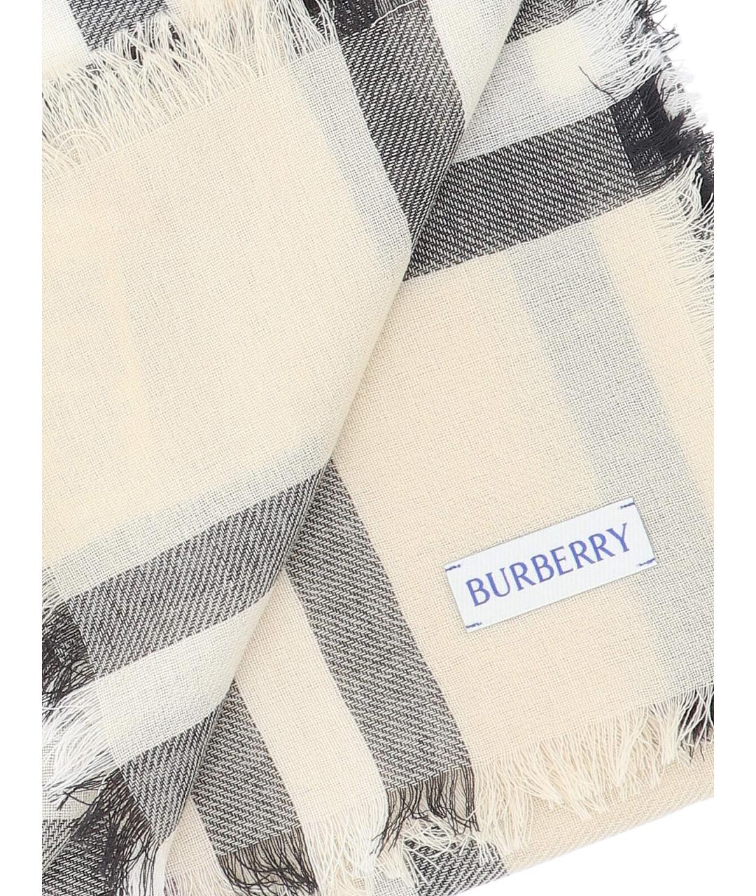 BURBERRY Бежевый шерстяной шарф, фото 3