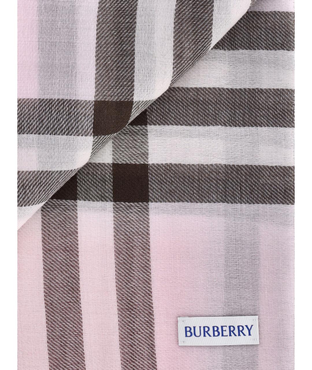 BURBERRY Розовый шерстяной шарф, фото 2