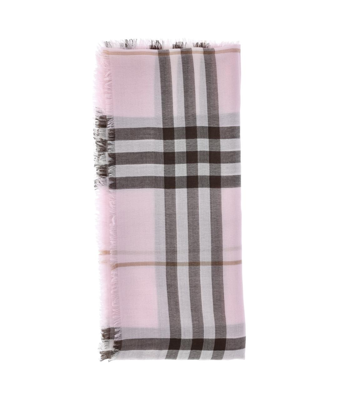 BURBERRY Розовый шерстяной шарф, фото 1