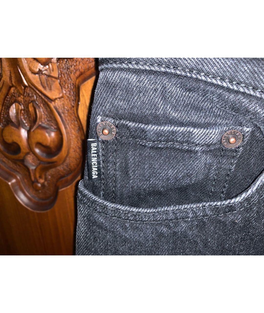 BALENCIAGA Серые хлопковые прямые джинсы, фото 5