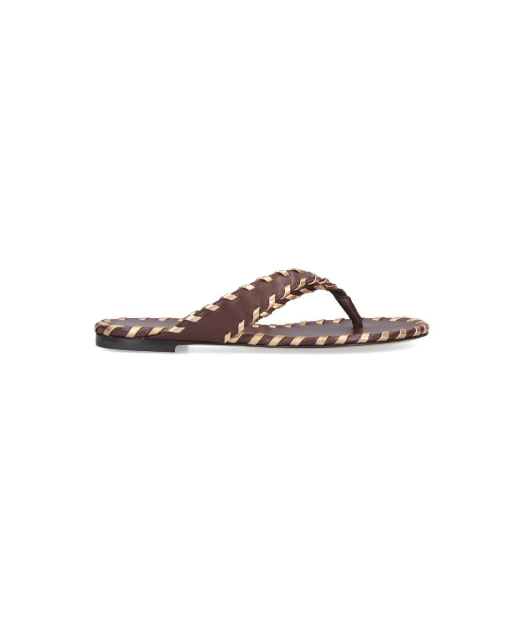 GIANVITO ROSSI Коричневые кожаные шлепанцы, фото 6