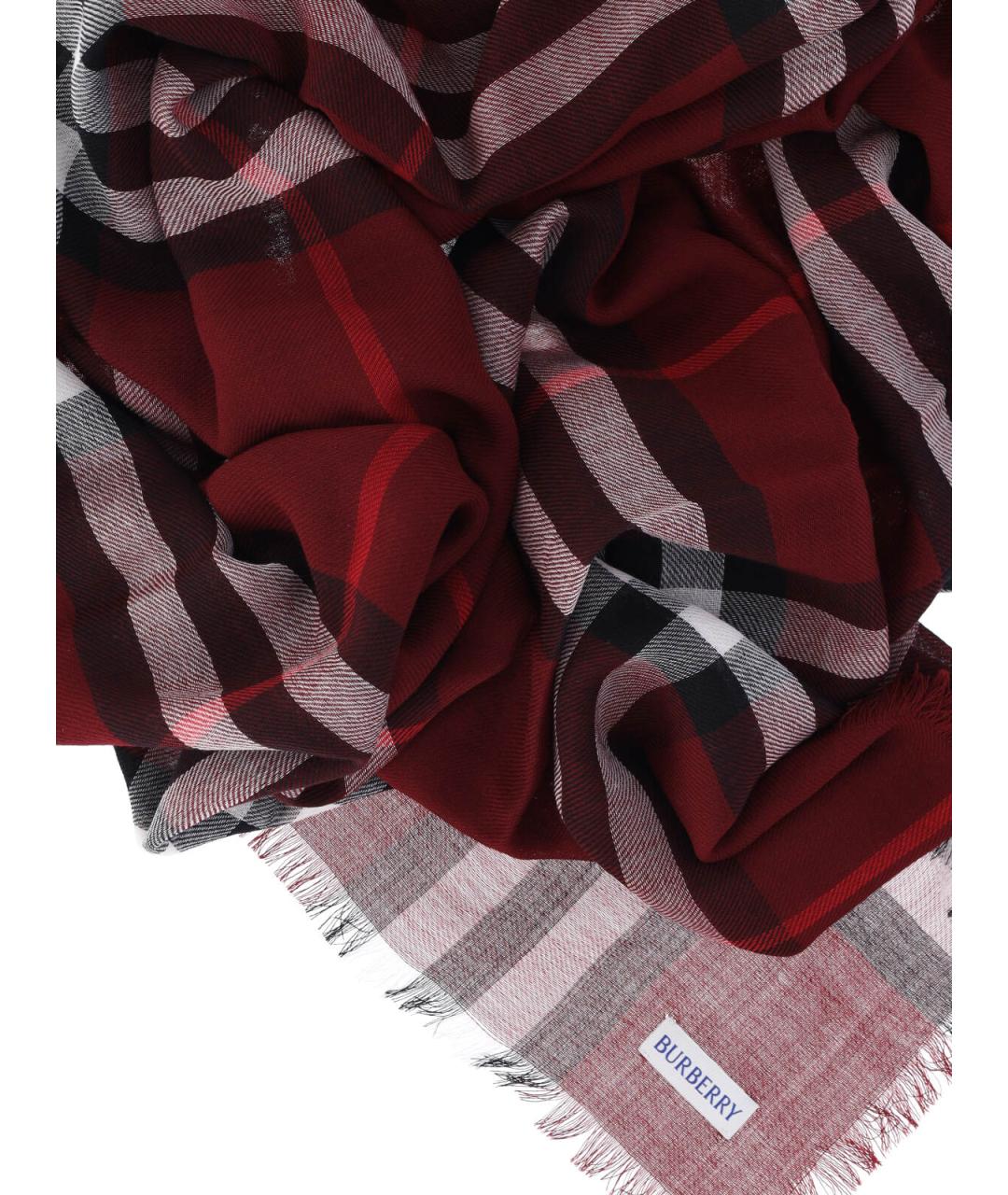 BURBERRY Красный шерстяной шарф, фото 3
