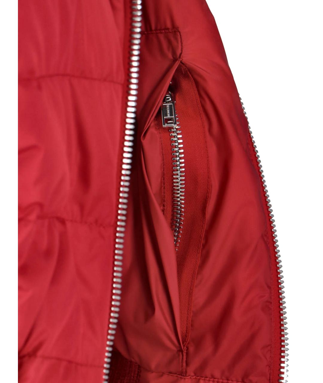 MONCLER Красная полиэстеровая куртка, фото 4