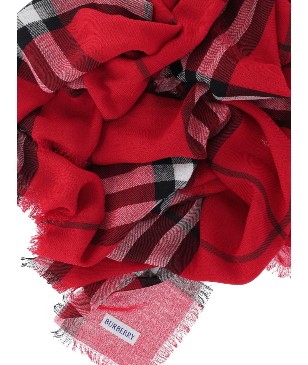BURBERRY Красный шерстяной шарф, фото 3