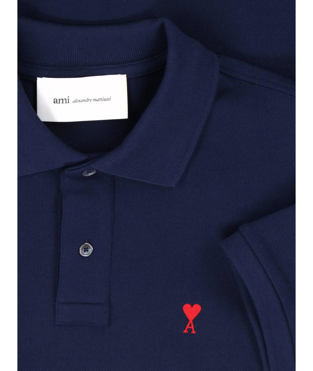 Ami Paris Синее хлопковое поло с коротким рукавом, фото 3