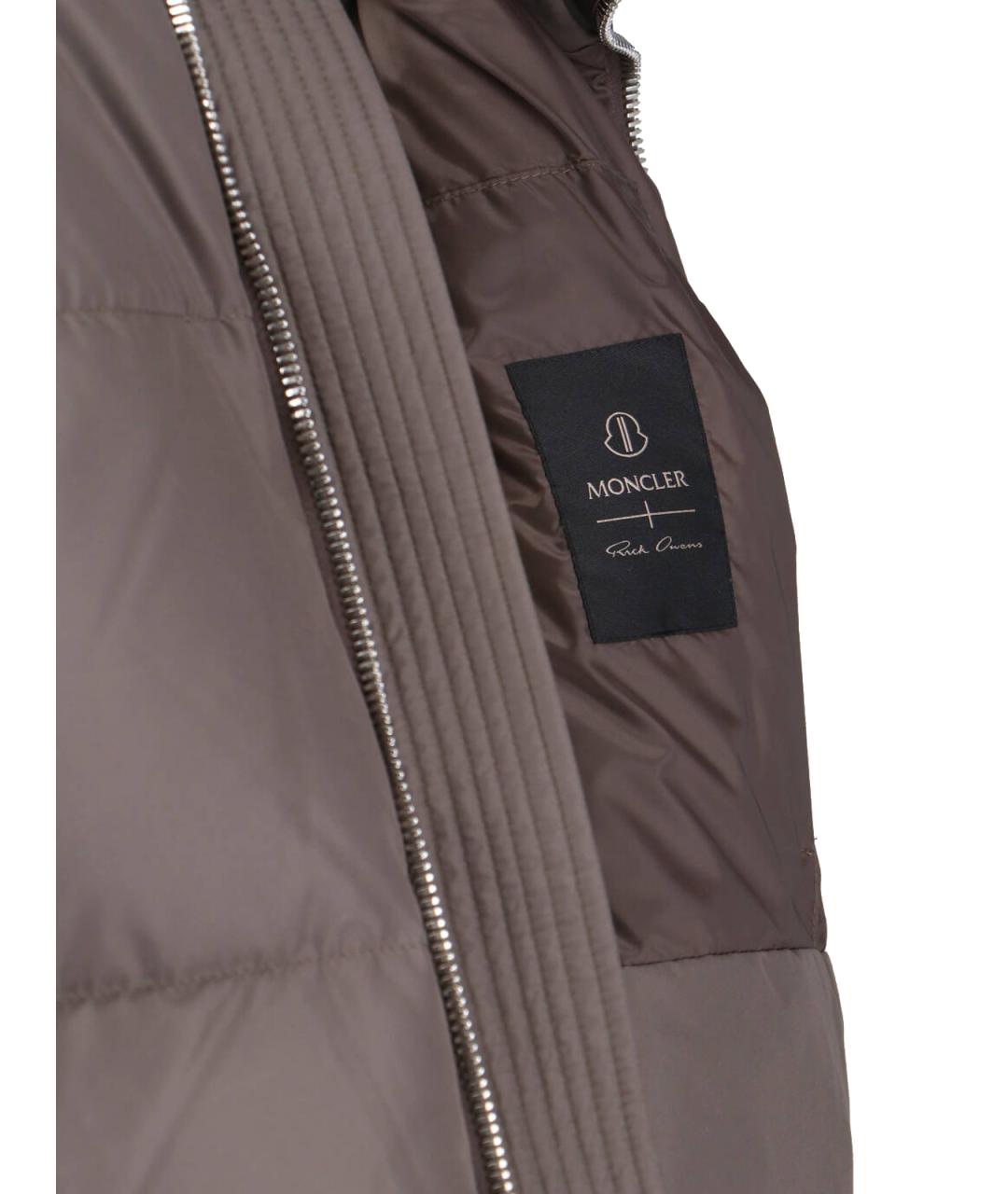 MONCLER Серый полиэстеровый пуховик, фото 3