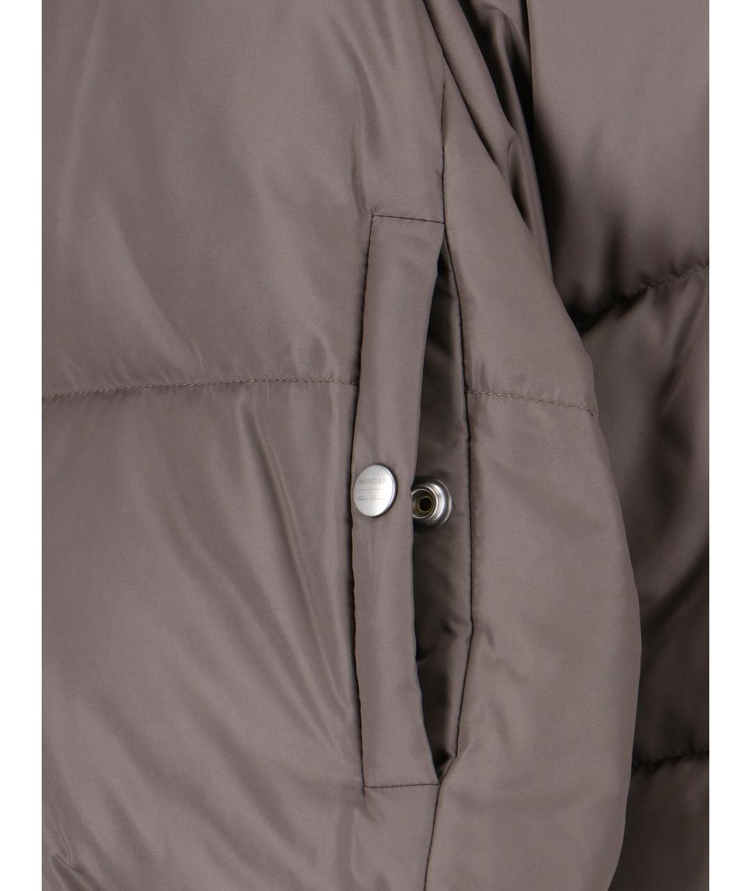 MONCLER Серый полиэстеровый пуховик, фото 6