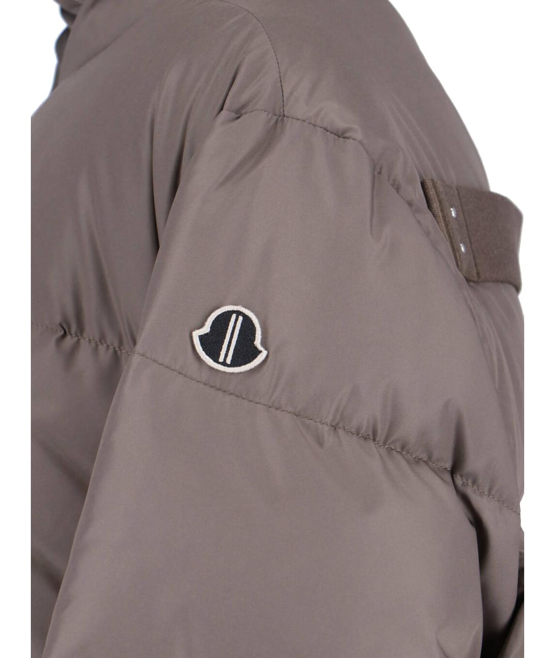 MONCLER Серый полиэстеровый пуховик, фото 4