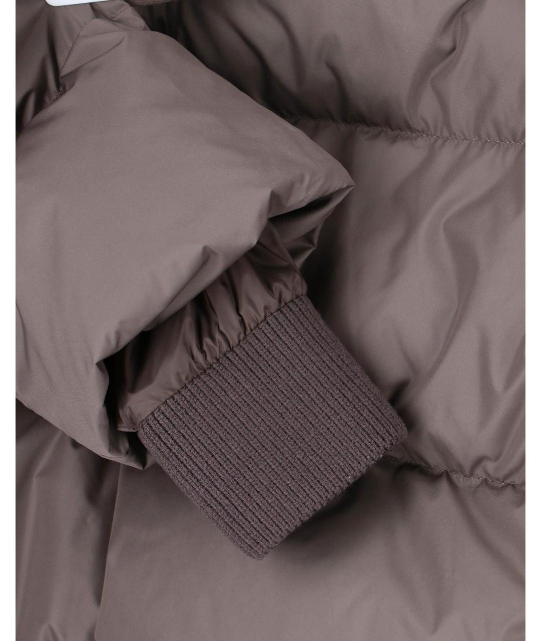 MONCLER Серый полиэстеровый пуховик, фото 7