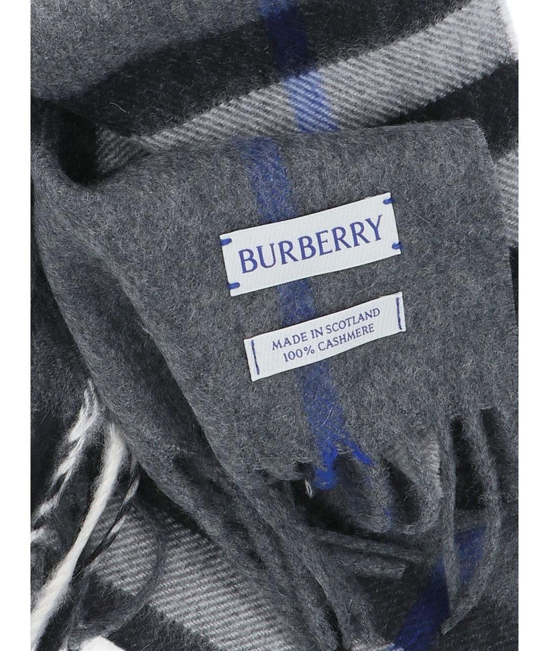 BURBERRY Серый кашемировый шарф, фото 3
