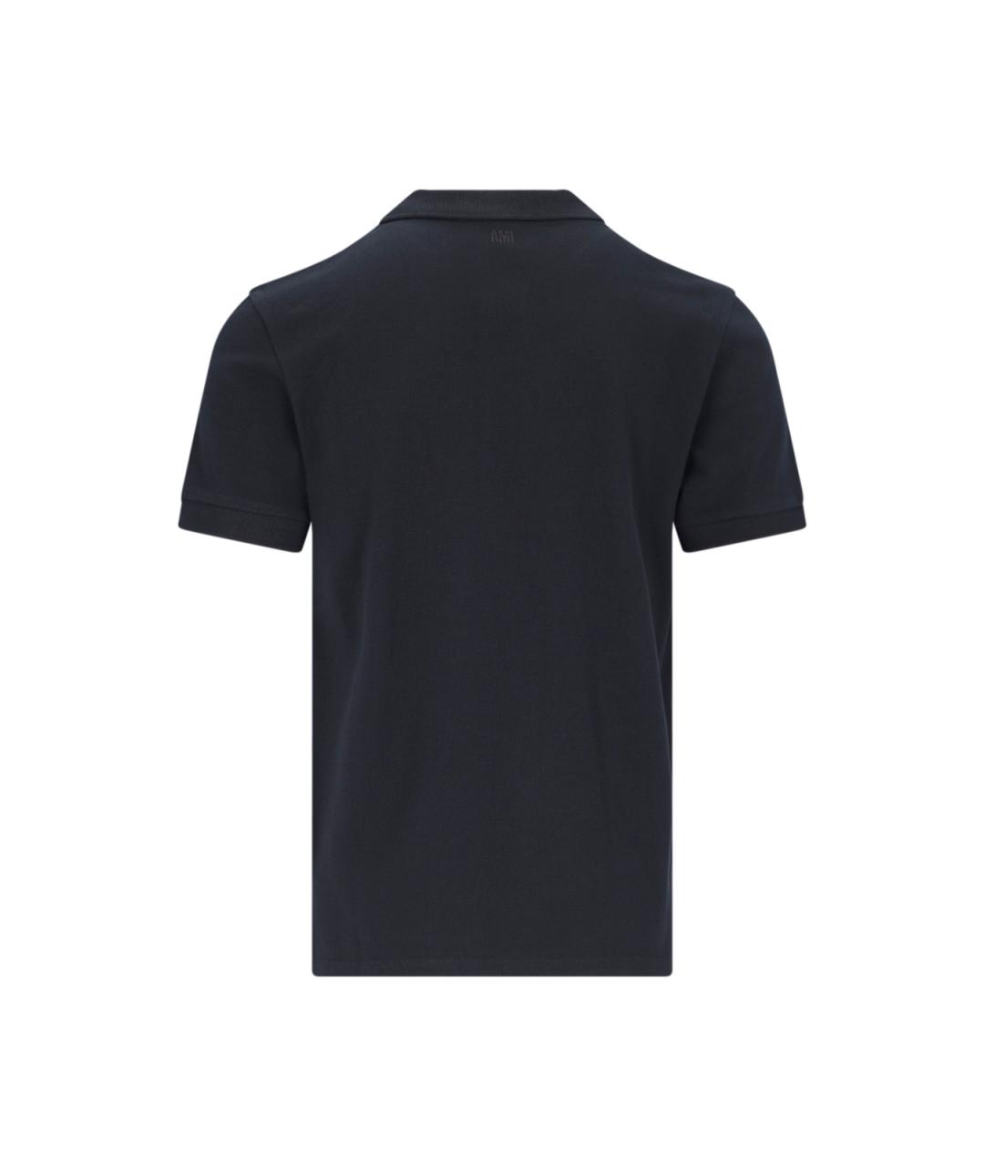 Ami Paris Черное хлопковое поло с коротким рукавом, фото 2