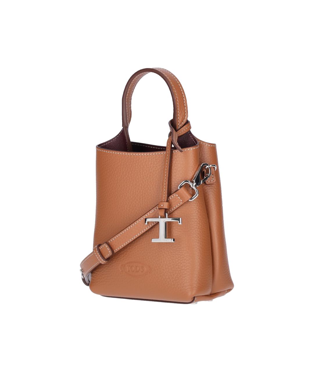 TOD'S Коричневая кожаная сумка тоут, фото 2