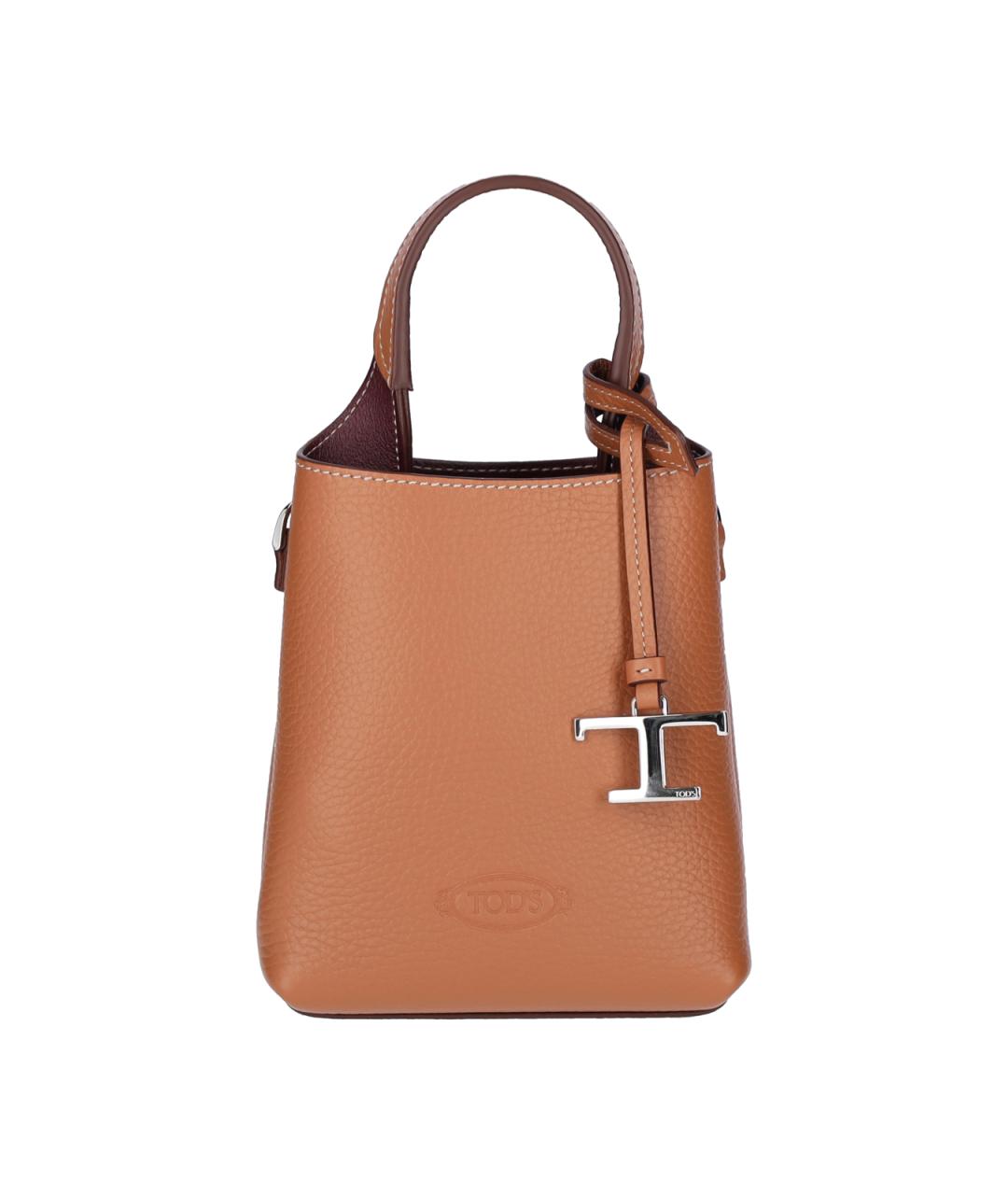 TOD'S Коричневая кожаная сумка тоут, фото 1
