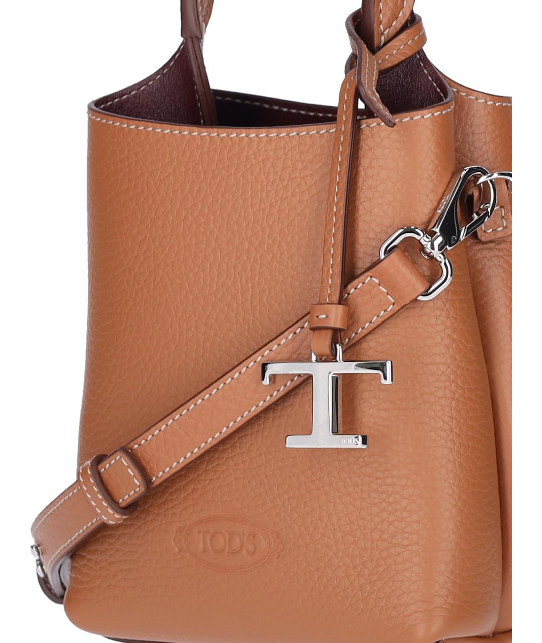 TOD'S Коричневая кожаная сумка тоут, фото 4