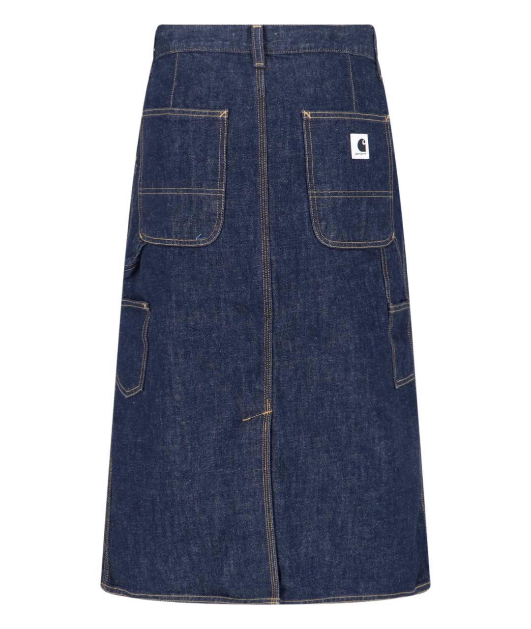 CARHARTT WIP Синяя хлопковая юбка миди, фото 2
