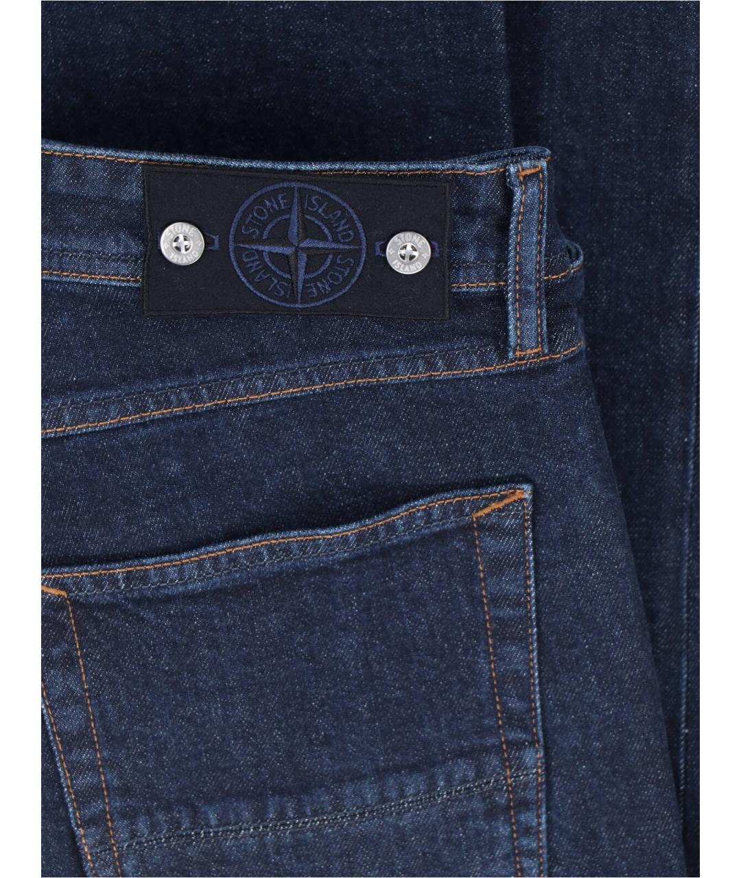 STONE ISLAND Синие хлопковые прямые джинсы, фото 5