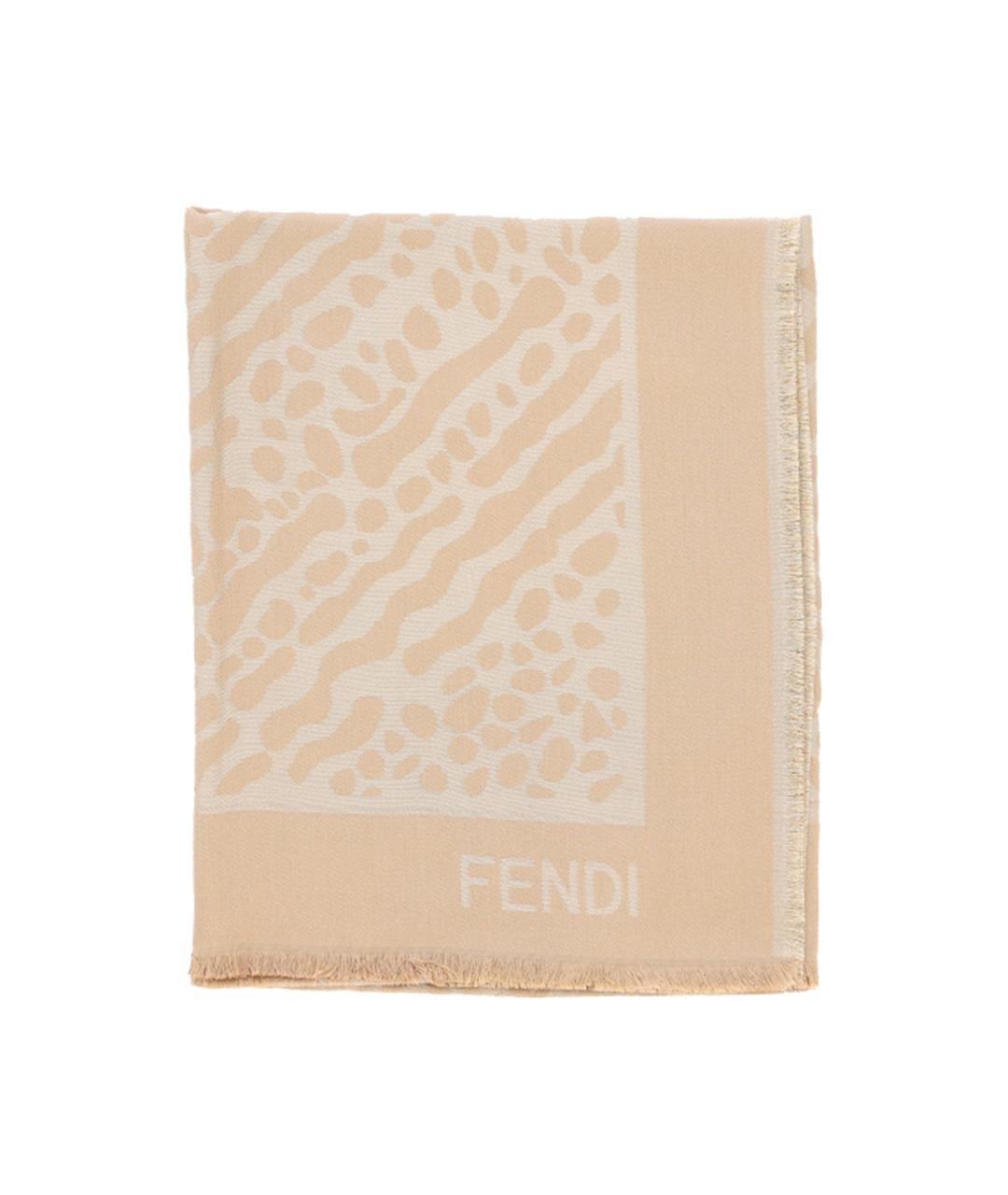 FENDI Коричневый шелковый шарф, фото 1