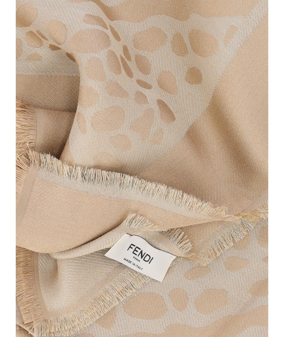 FENDI Коричневый шелковый шарф, фото 2