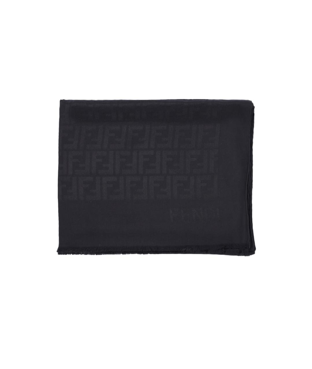 FENDI Черный шелковый шарф, фото 1
