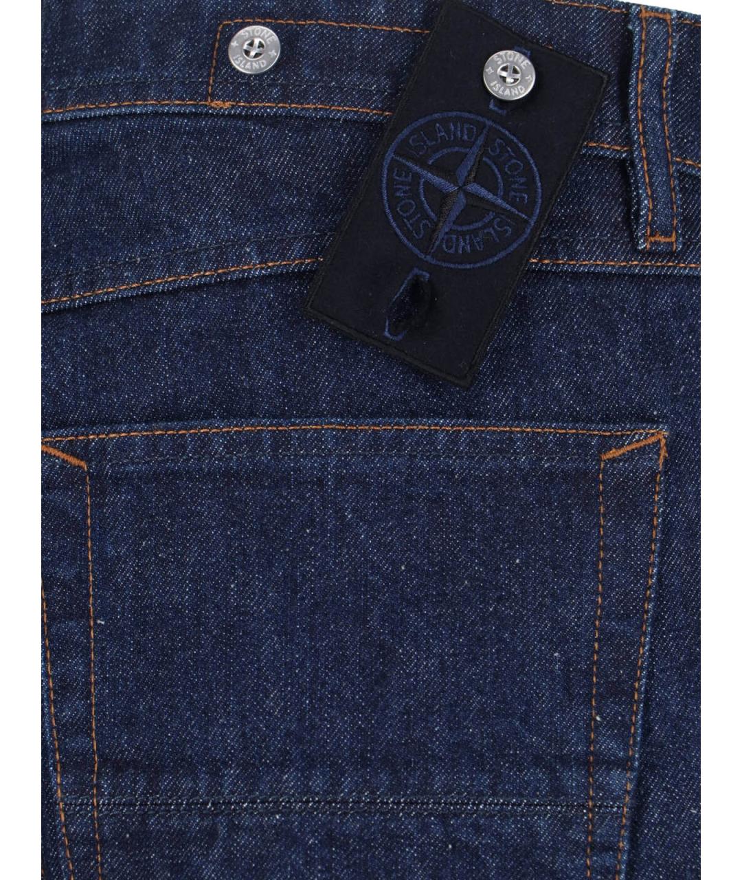 STONE ISLAND Синие хлопковые прямые джинсы, фото 4