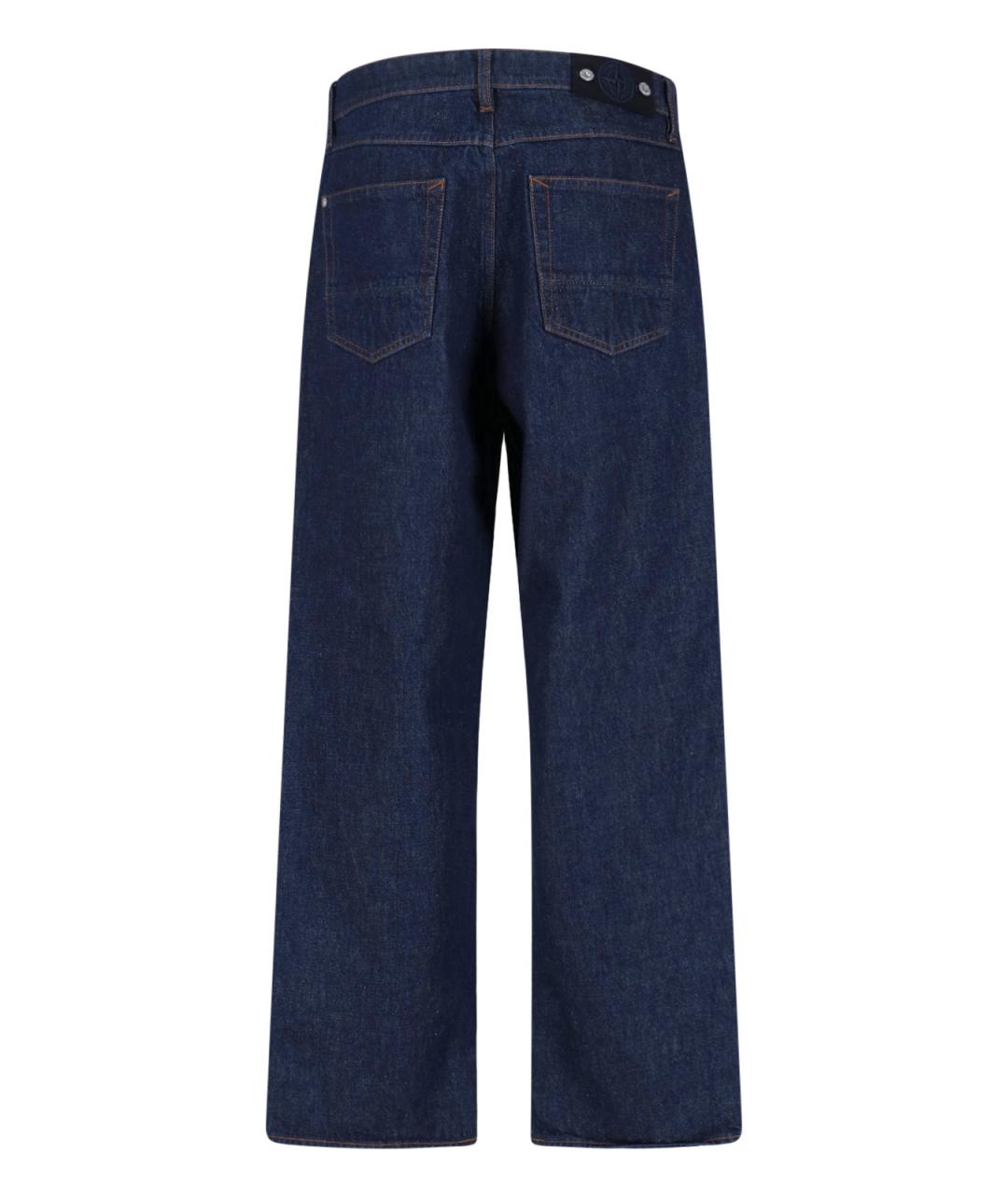 STONE ISLAND Синие хлопковые прямые джинсы, фото 2