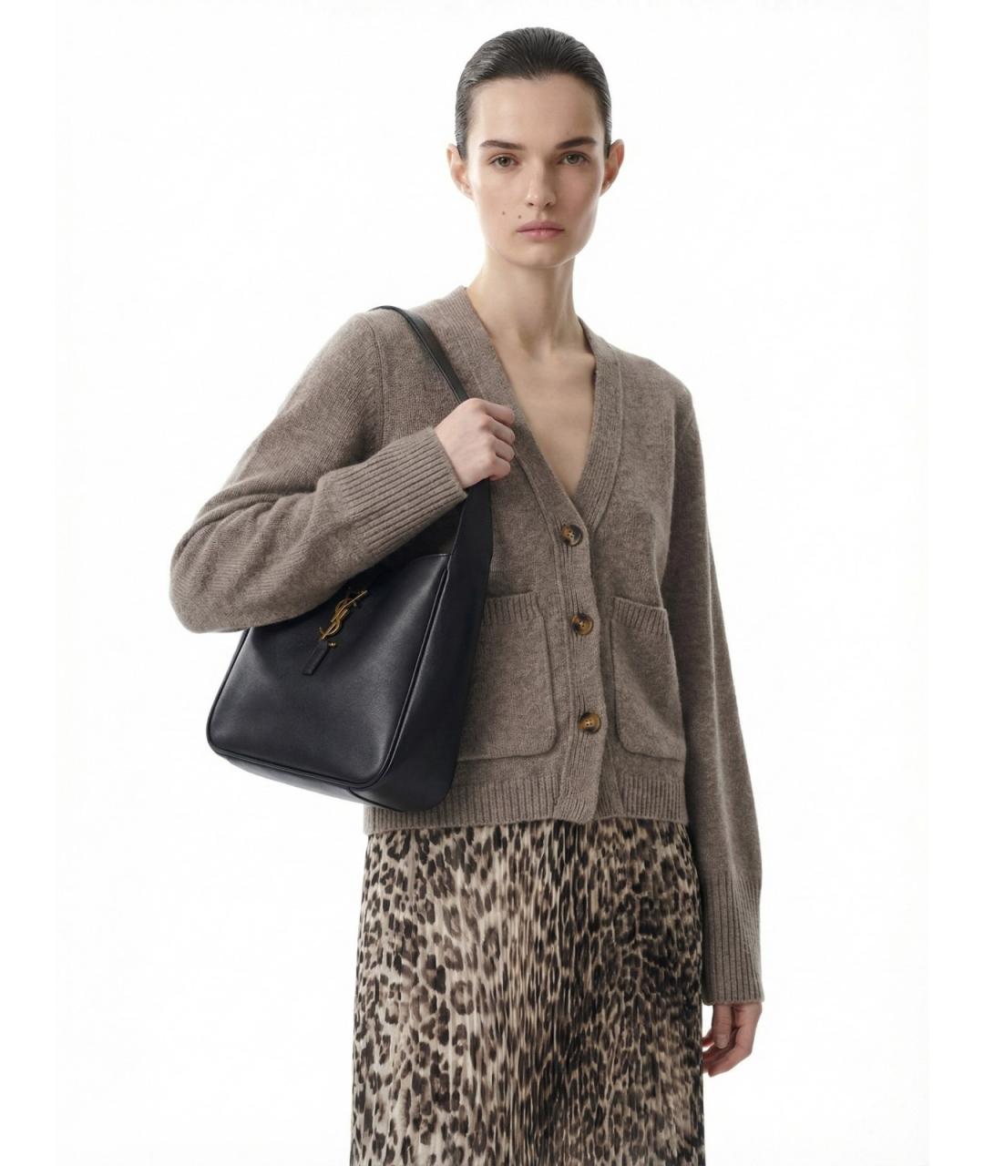 SAINT LAURENT Черная кожаная сумка через плечо, фото 1