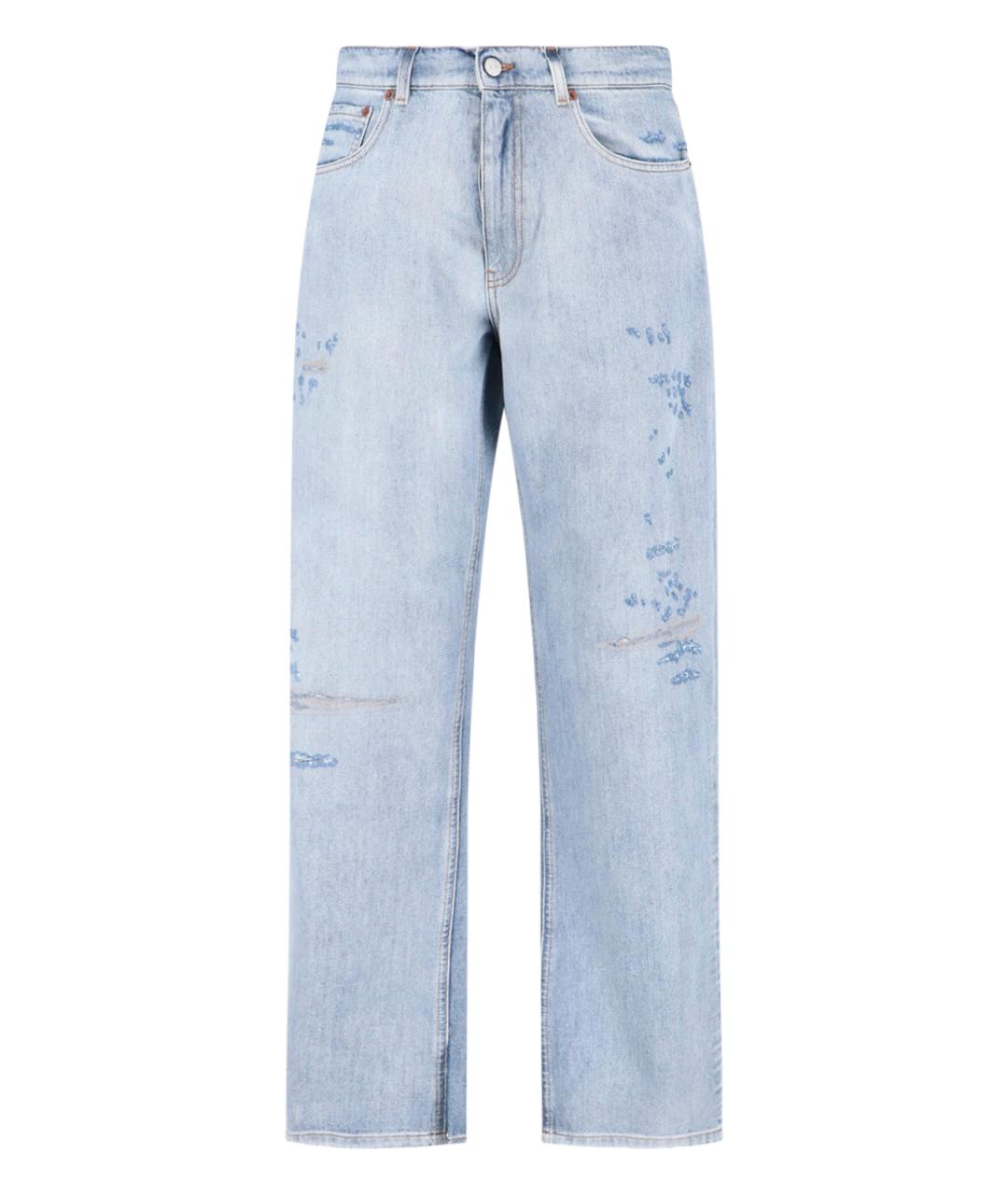 MM6 MAISON MARGIELA Голубые хлопковые прямые джинсы, фото 1