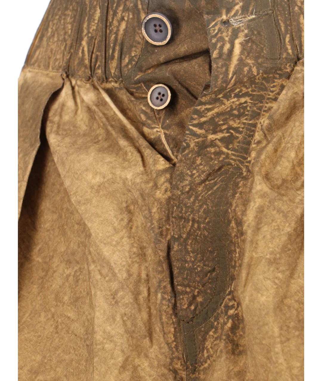 UMA WANG Коричневые хлопковые прямые брюки, фото 5