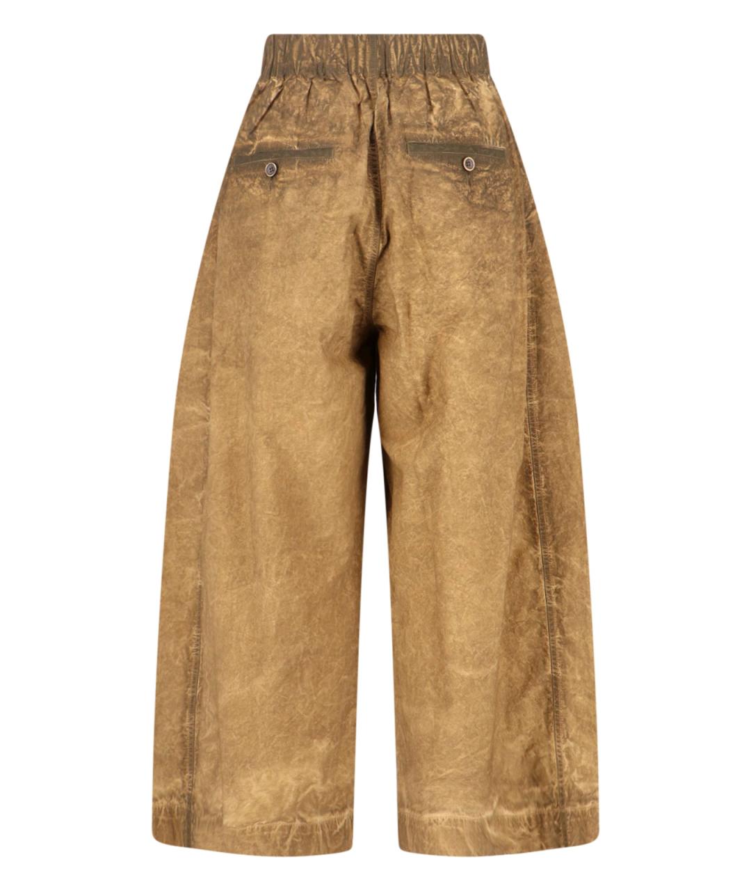 UMA WANG Коричневые хлопковые прямые брюки, фото 2