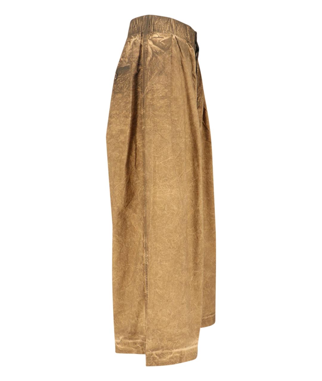 UMA WANG Коричневые хлопковые прямые брюки, фото 3