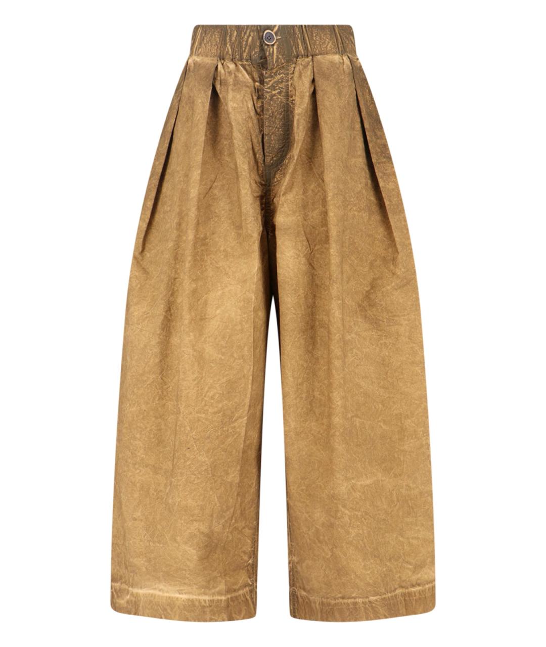 UMA WANG Коричневые хлопковые прямые брюки, фото 1