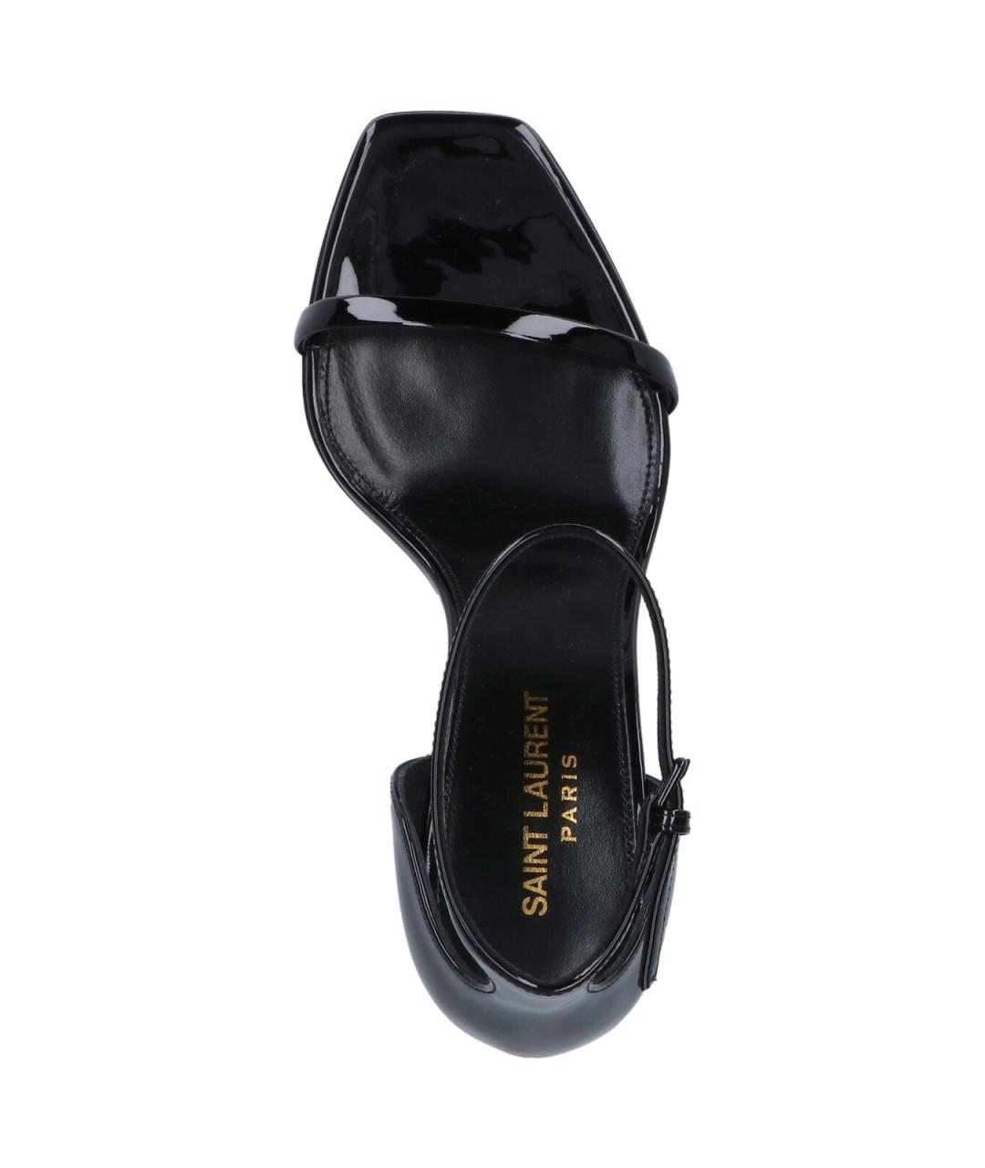 SAINT LAURENT Черные босоножки из лакированной кожи, фото 5