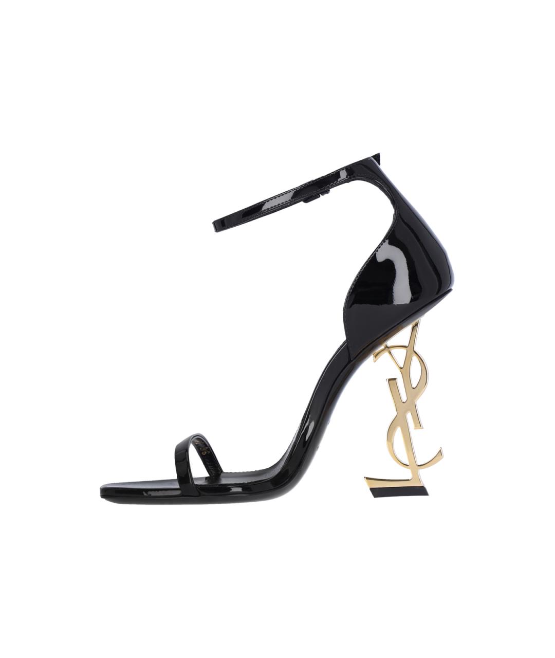 SAINT LAURENT Черные кожаные босоножки, фото 3