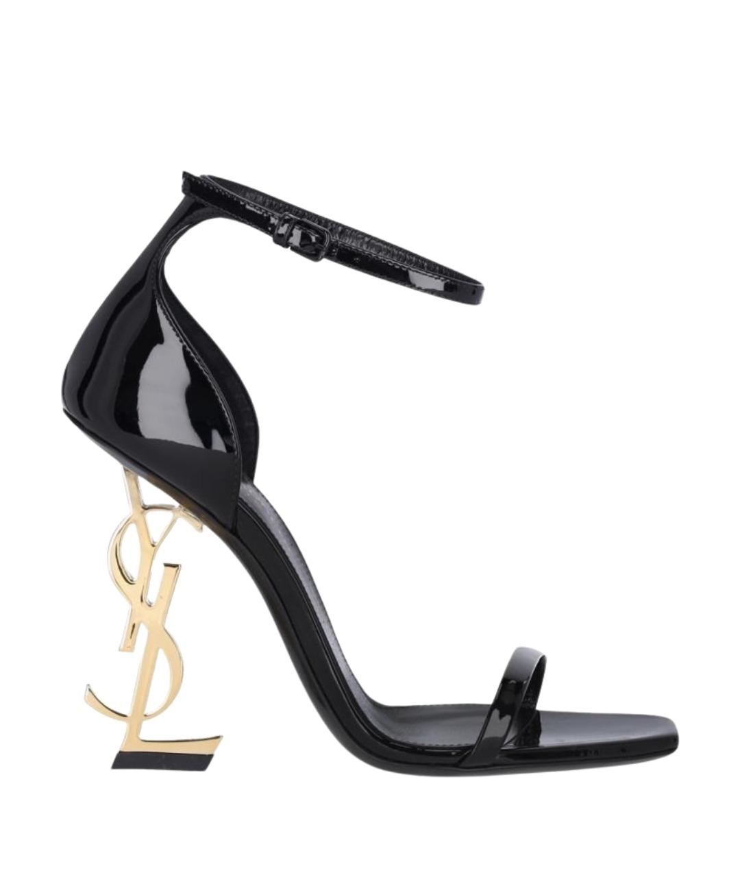 SAINT LAURENT Черные кожаные босоножки, фото 1