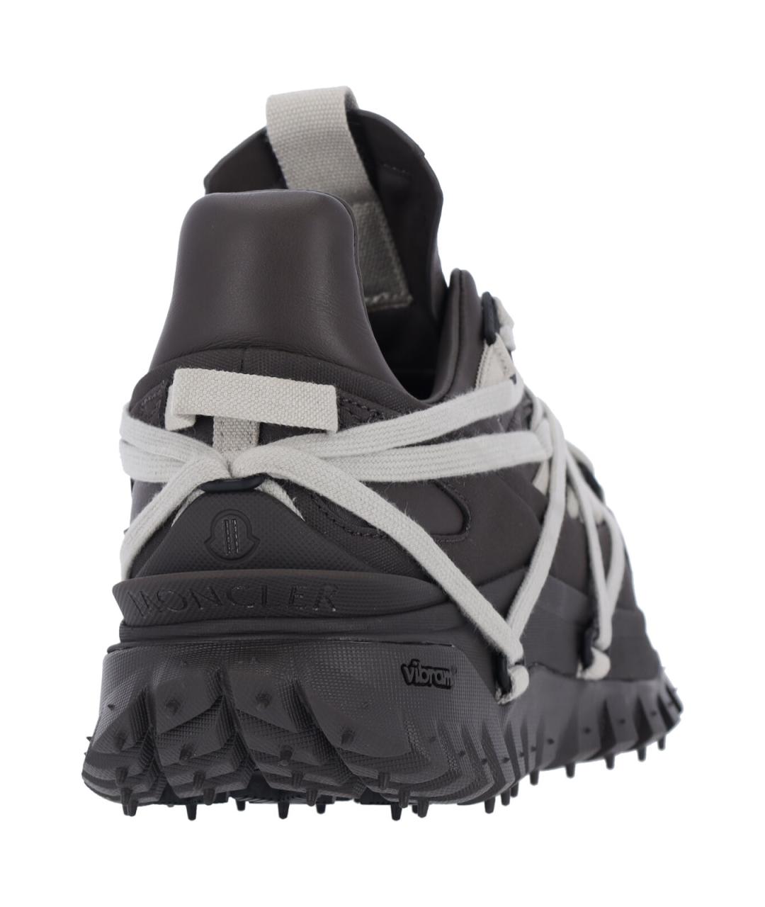 MONCLER Коричневые кожаные низкие кроссовки / кеды, фото 6