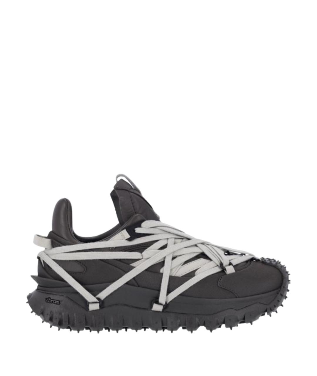 MONCLER Коричневые кожаные низкие кроссовки / кеды, фото 1