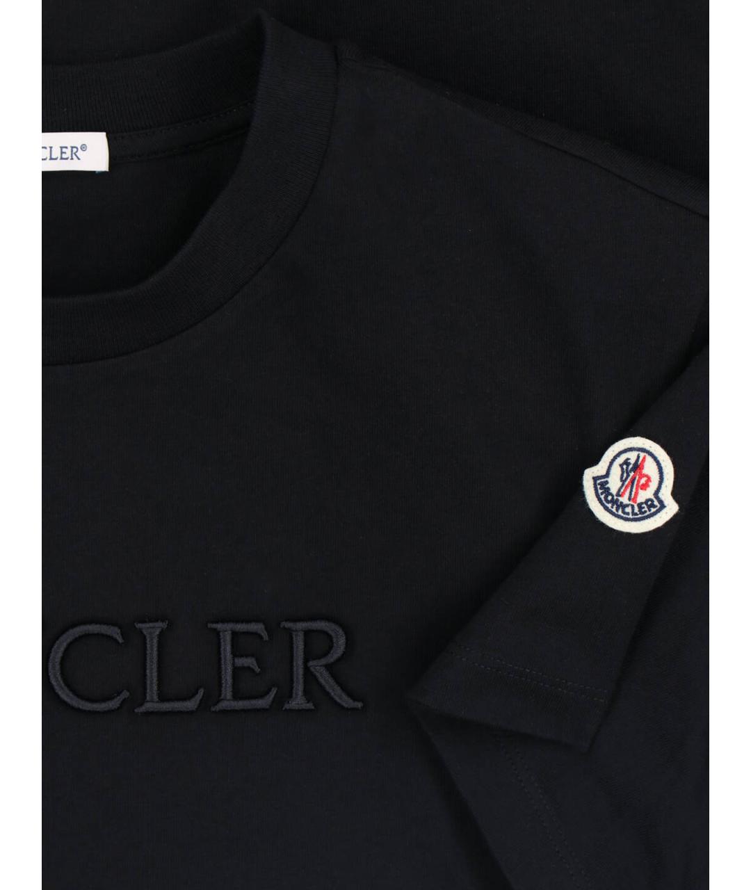 MONCLER Черная хлопковая футболка, фото 3