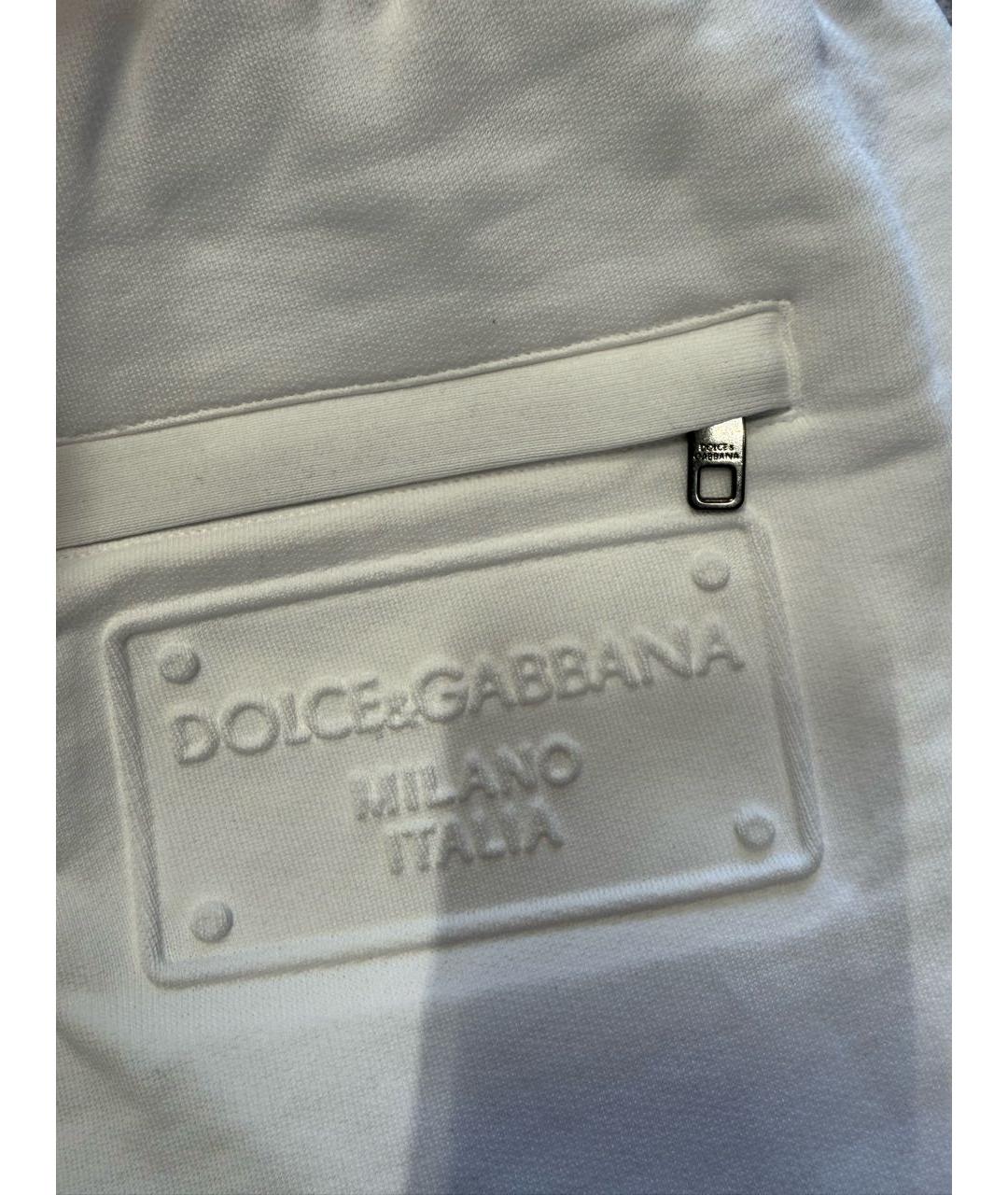 DOLCE&GABBANA Белые хлопко-эластановые повседневные брюки, фото 4