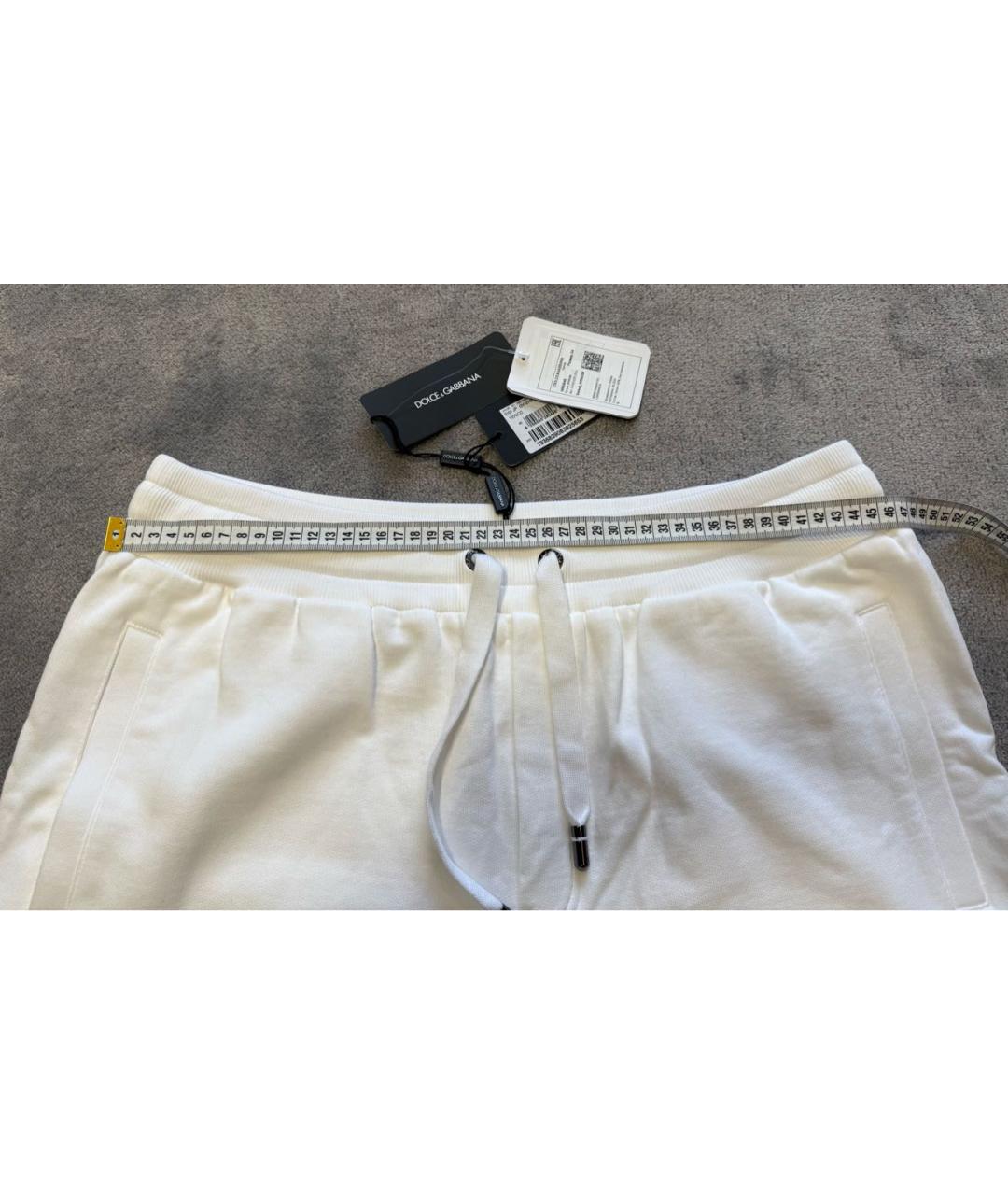 DOLCE&GABBANA Белые хлопко-эластановые повседневные брюки, фото 5