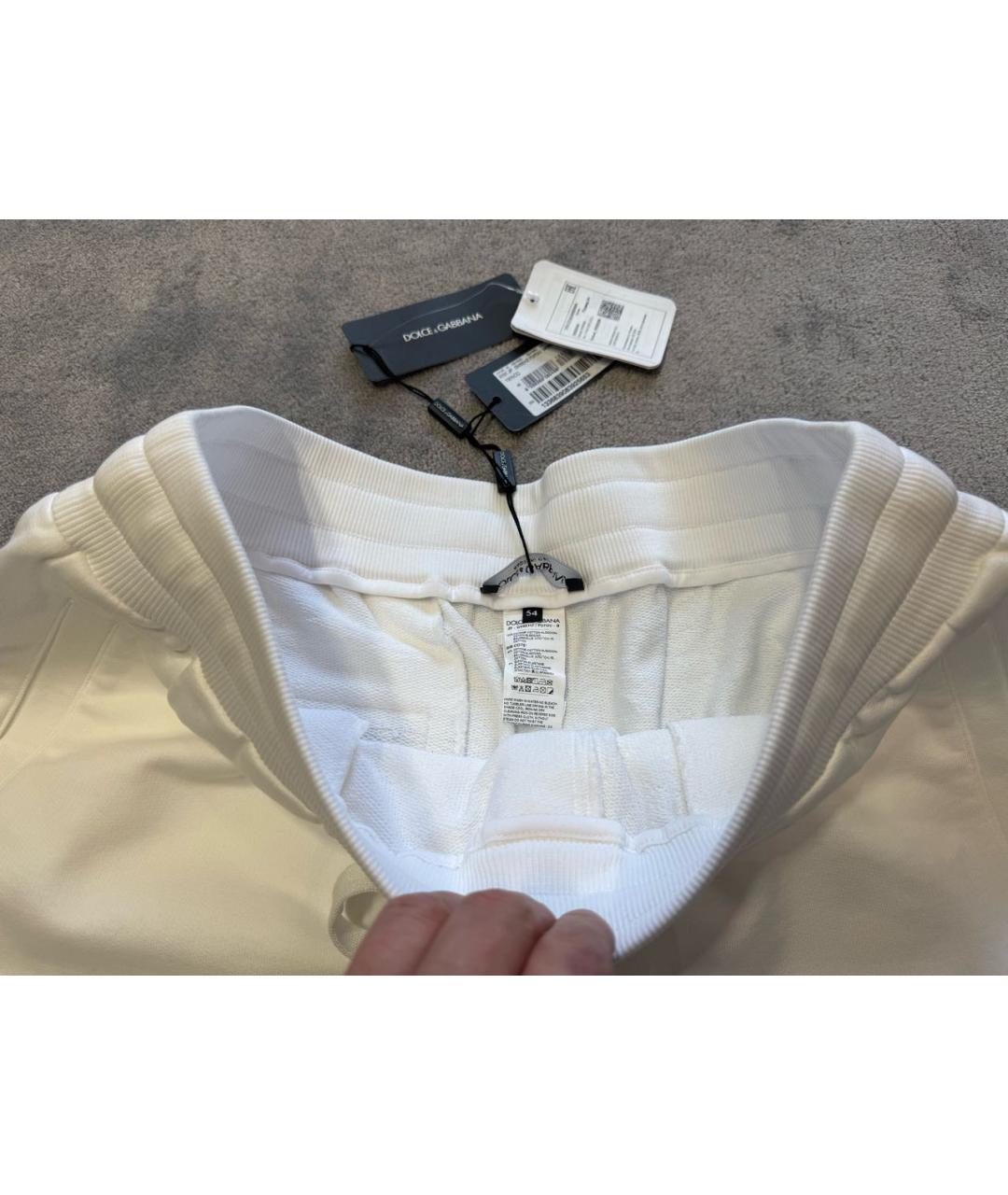 DOLCE&GABBANA Белые хлопко-эластановые повседневные брюки, фото 3