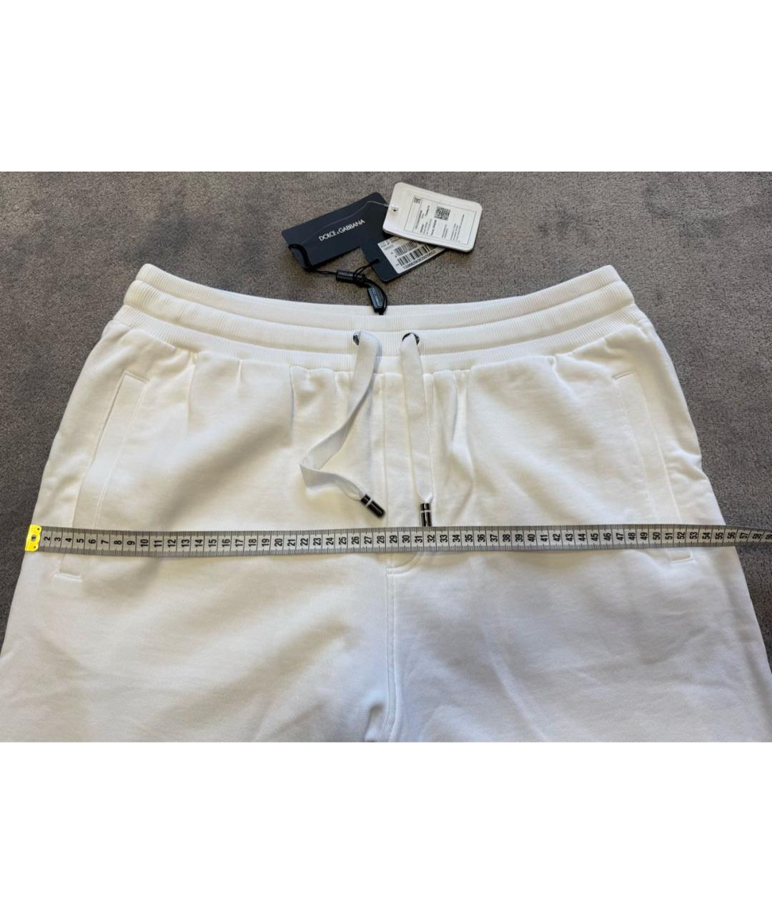 DOLCE&GABBANA Белые хлопко-эластановые повседневные брюки, фото 8