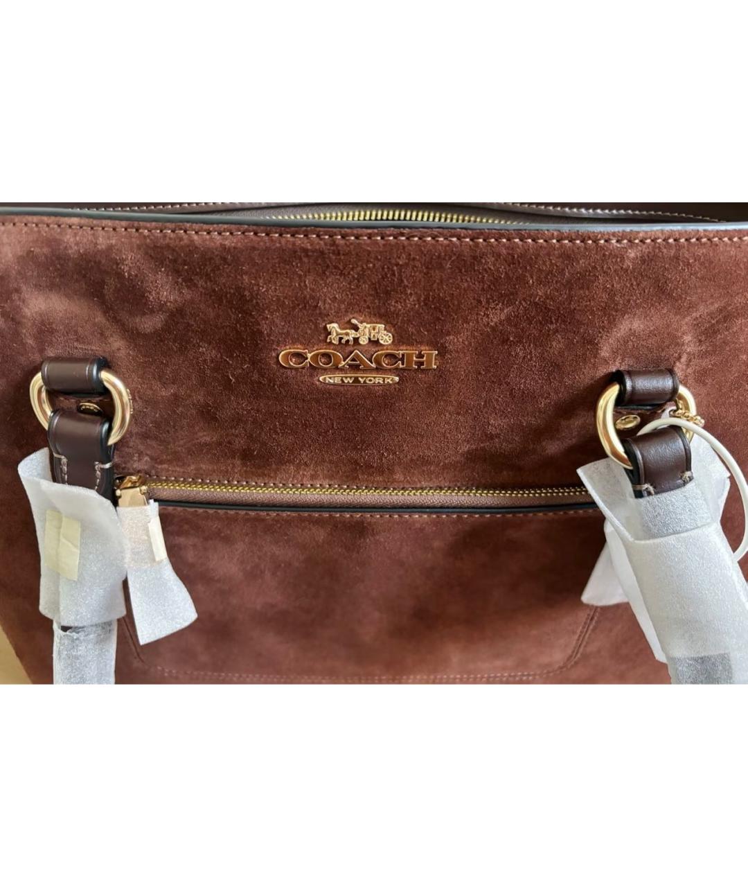 COACH Коричневая замшевая сумка тоут, фото 7