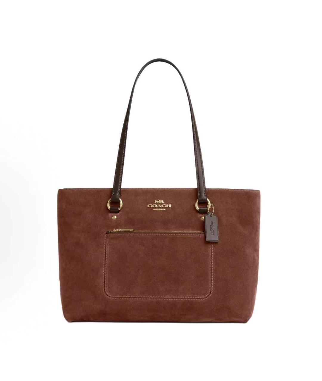 COACH Коричневая замшевая сумка тоут, фото 9