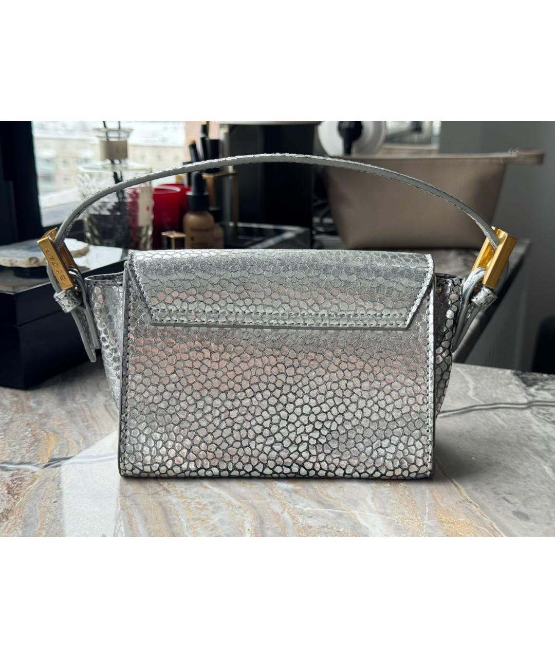 BY FAR Серебряная кожаная сумка через плечо, фото 3