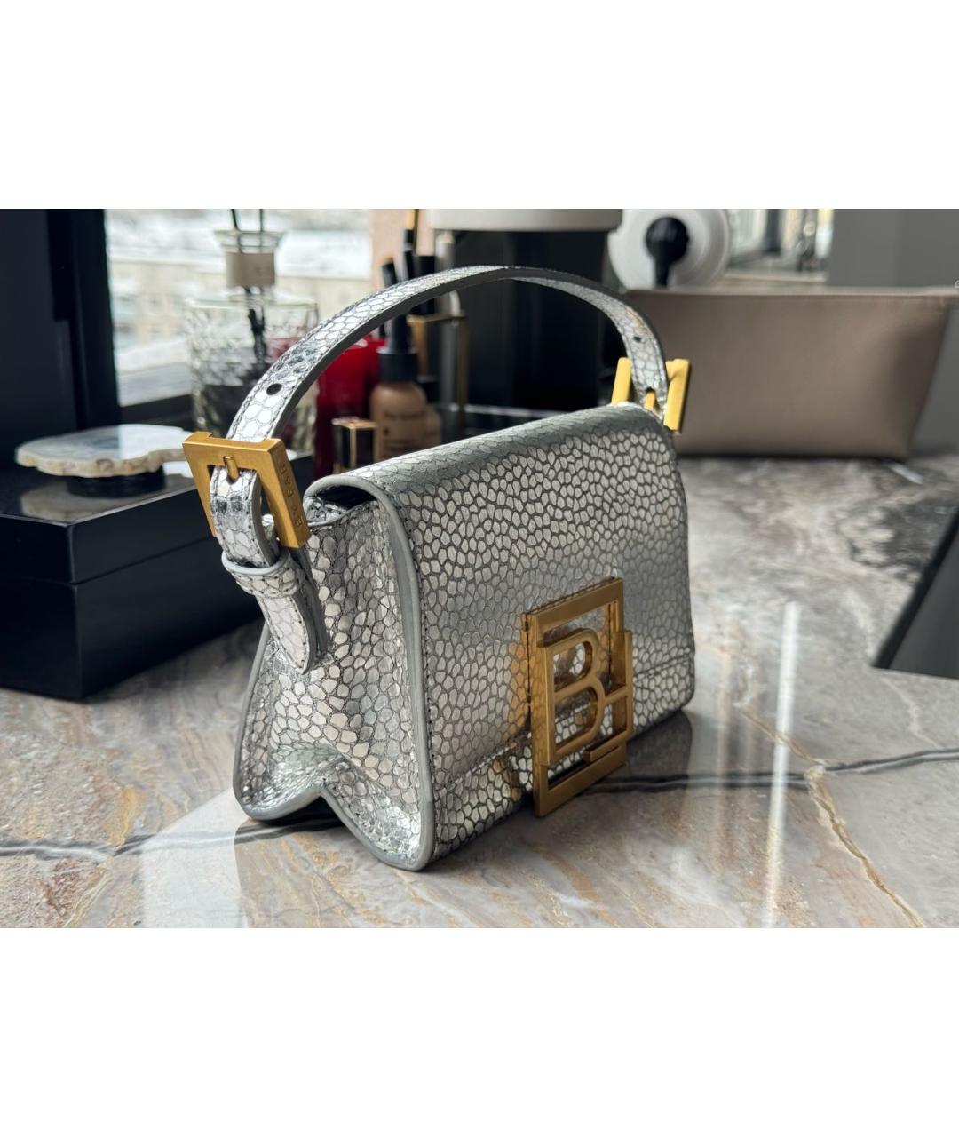 BY FAR Серебряная кожаная сумка через плечо, фото 2