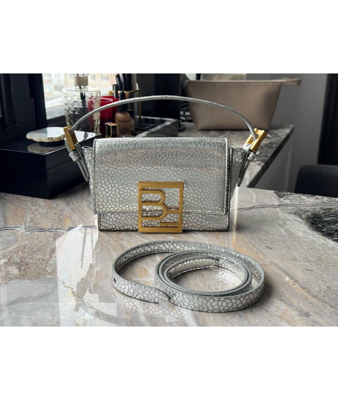 BY FAR Серебряная кожаная сумка через плечо, фото 5