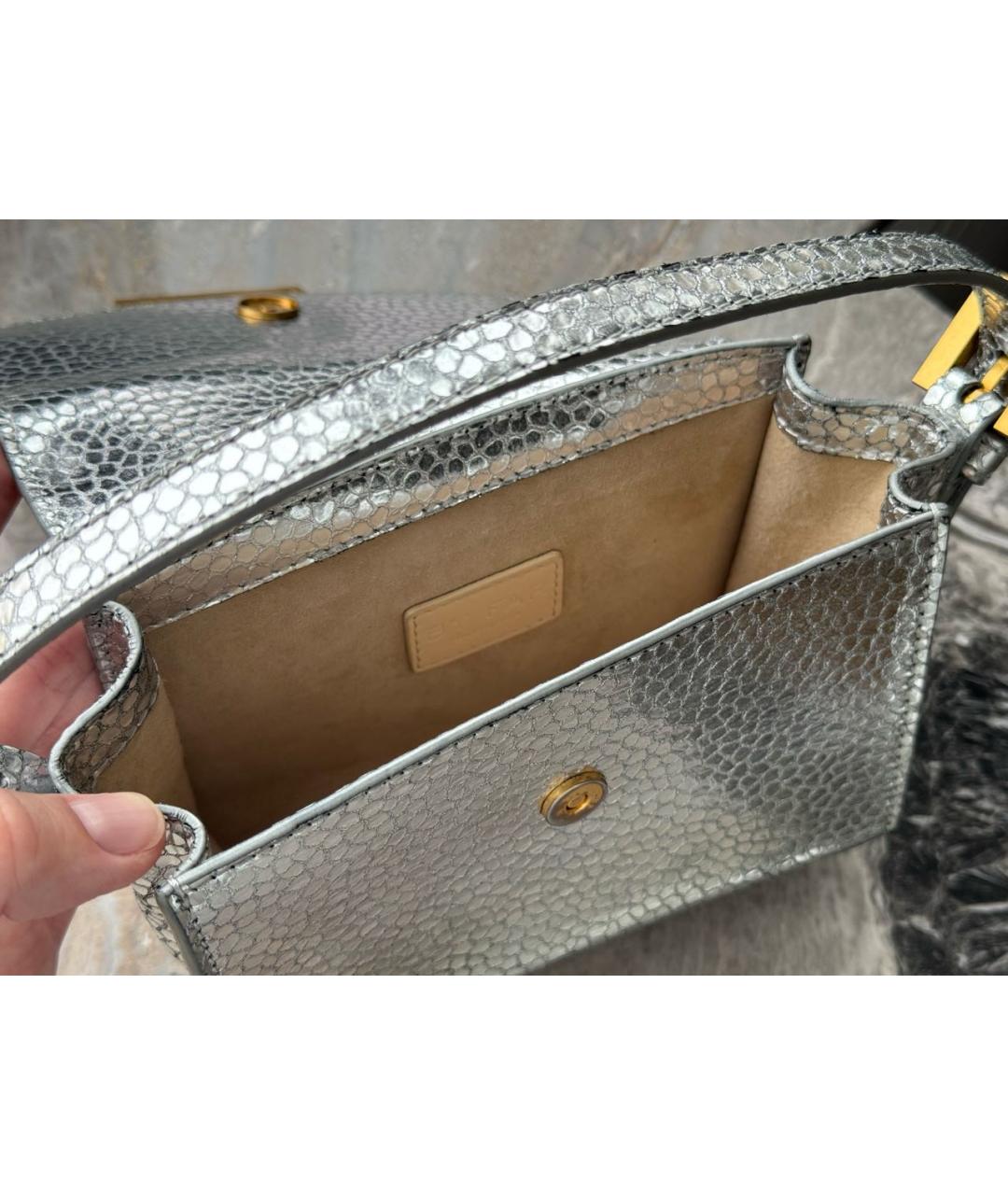 BY FAR Серебряная кожаная сумка через плечо, фото 4