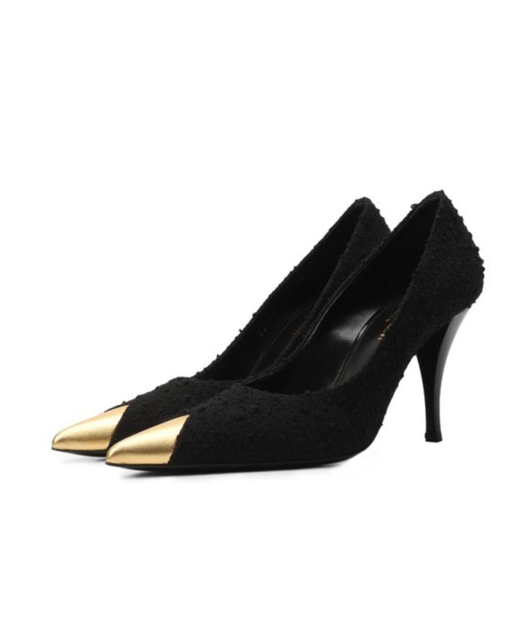 SAINT LAURENT Черные текстильные туфли, фото 2