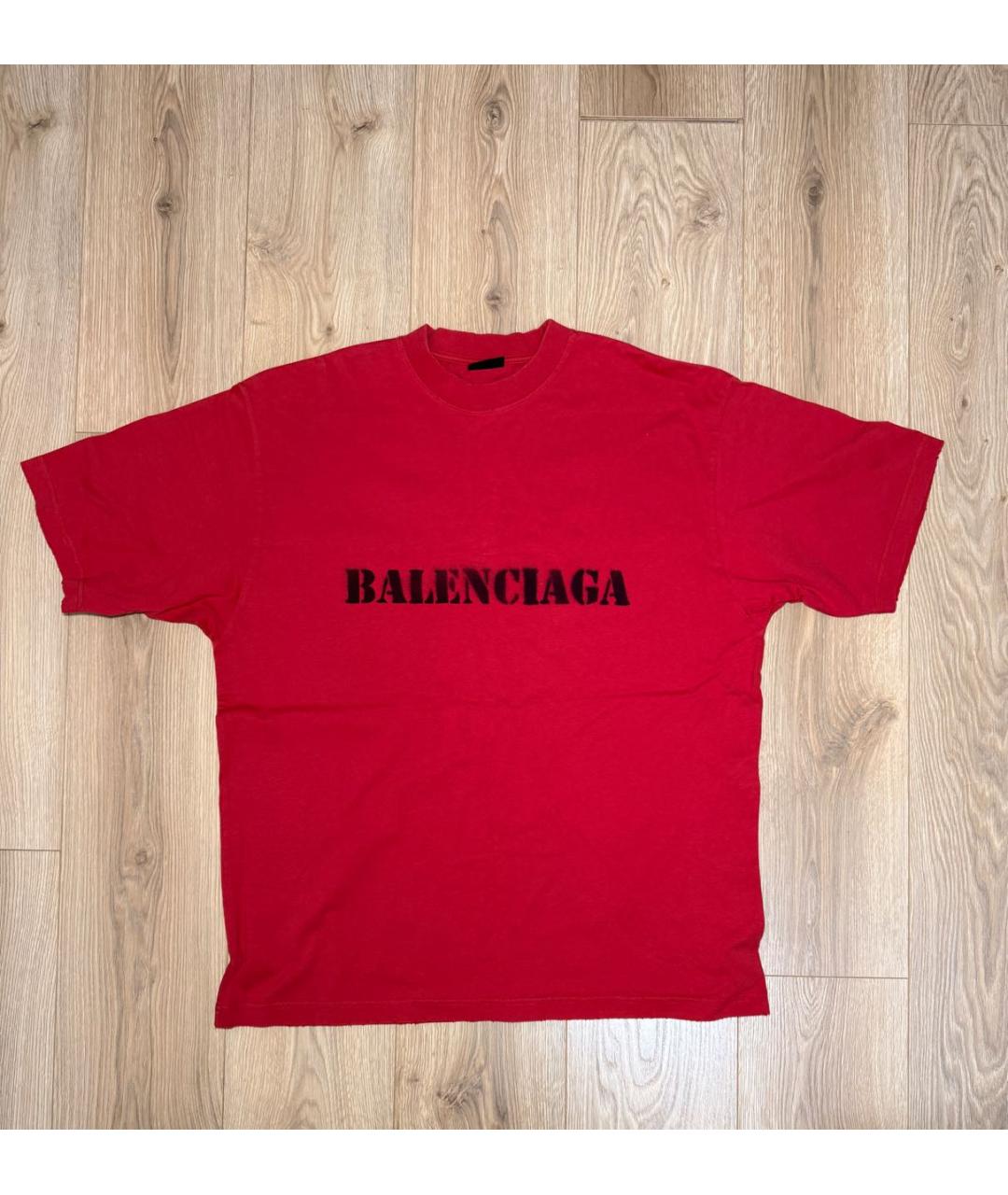 BALENCIAGA Красная хлопковая футболка, фото 4